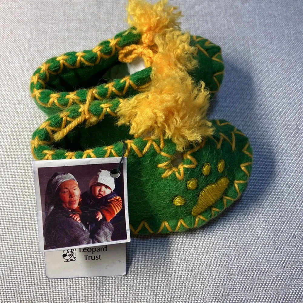 Embroidered Handmade Wool Felt Baby Slippers